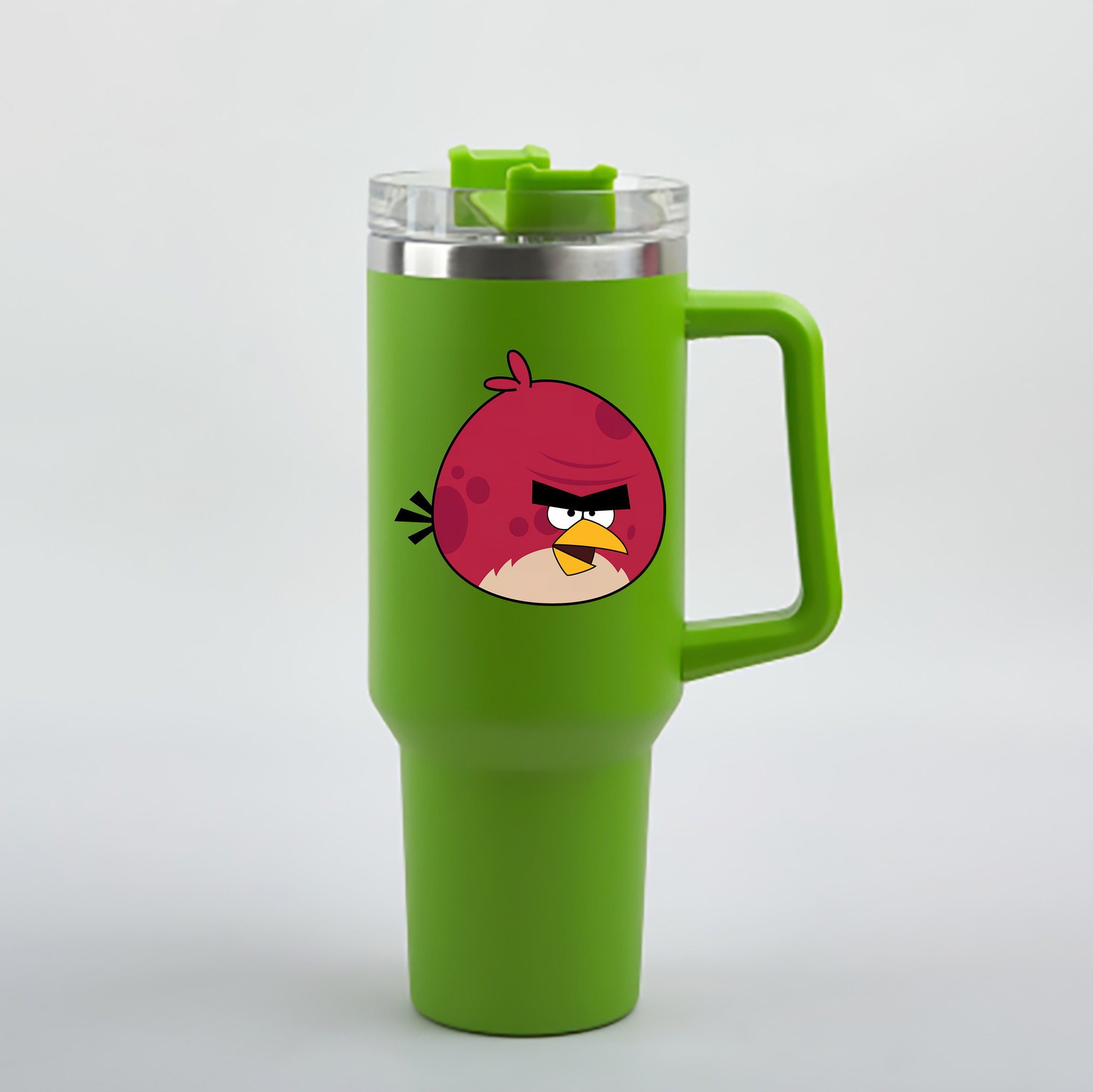 （画像用） Angry Birds アングリーバード 1200mL車用タンブラー - クリスタルステッカー（プラスチックストロー付き）